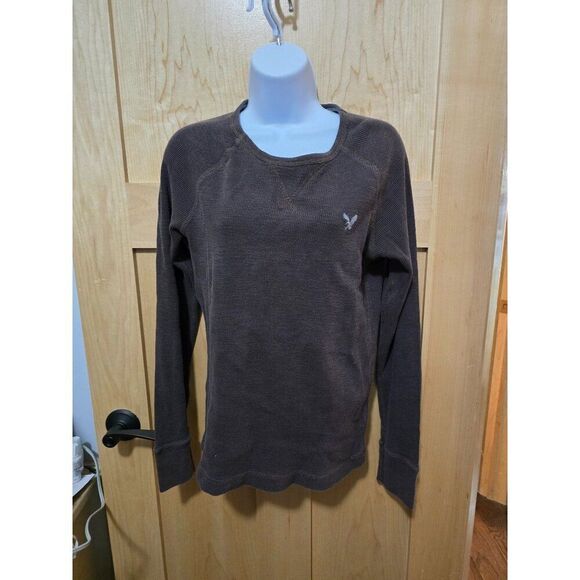 American Eagle Outfitters Womens Vintage Fit Brown Waffle Knit Long Sleeve Therm - Picture 2 of 6